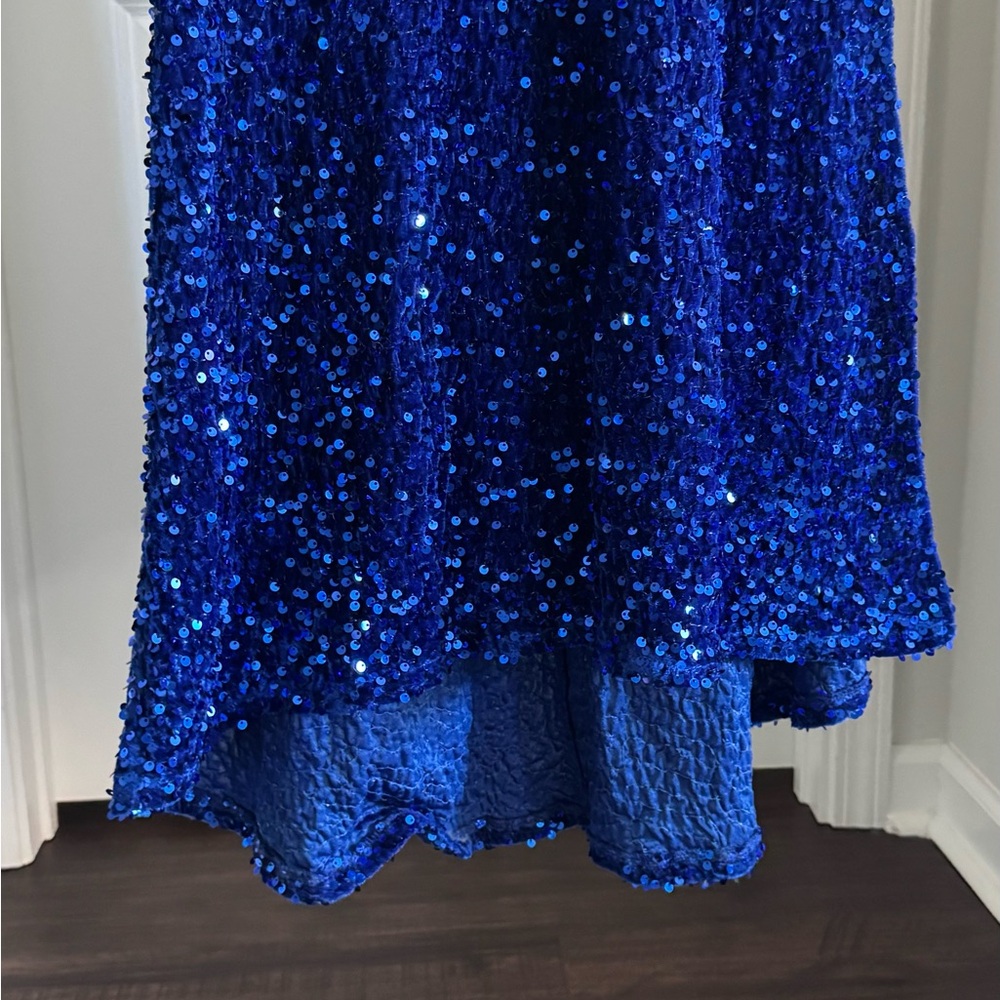 Banjul Elegant Blue Sequin Evening Gown Mardi Gras Ball - Picture 11 of 16